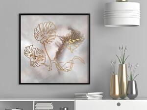 Inramad Poster / Tavla - Golden Monstera Leaves - 20x20 Svart ram