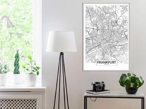 Inramad Poster / Tavla - City map: Frankfurt - 20x30 Guldram med passepartout