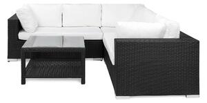 BAHAMAS Loungegrupp Medium + Bord Hylla 75 Svart -