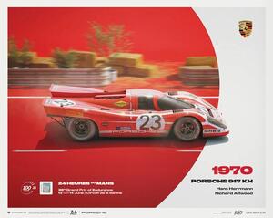 Konsttryck Porsche 917 KH - 1970 100th Anniversary - 24h Le Mans Poster