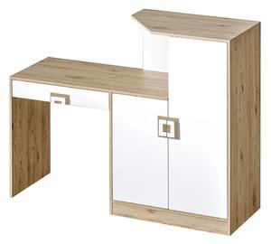 KORBO Skrivbord 150 cm med Förvaring Låda + Skåp Beige/Vit - Beige/Vit