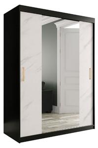 MARMUL Garderob m Speglar Kant 150cm Marmormönster Svart/Vit -