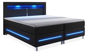SIENNA LYX Sängpaket 180 LED Sänggavel Konstläder Svart -