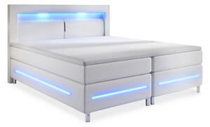 SIENNA LYX Sängpaket 160 LED Sänggavel Konstläder Vit -