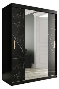 MARMUL Garderob med Speglar Kant 150 cm Marmormönster Svart -