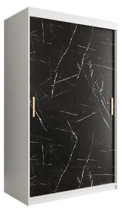 MARMUL Garderob 120 cm Marmormönster Vit/Svart/Guld -