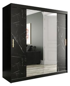MARMUL Garderob med Speglar Kant 200 cm Marmormönster Svart -