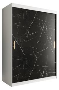 MARMUL Garderob 150 cm Marmormönster Vit/Svart/Guld -