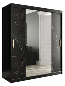 MARMUL Garderob med Speglar Kant 180 cm Marmormönster Svart -