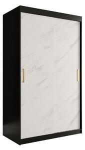MARMUL Garderob 120 cm Marmormönster Svart/Vit/Guld -