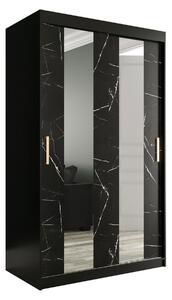 MARMUL Garderob med Speglar Mitt 120 cm Marmormönster Svart -