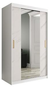 MARMUL Garderob med Speglar Kant 120 cm Marmormönster Vit/G -