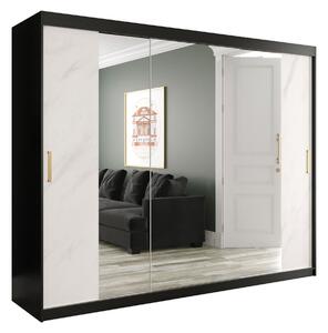 MARMUL Garderob med Speglar Kant 250 cm Marmormönster Vit/G -
