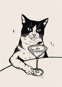 Illustration Cat with Martini, Tara Royle