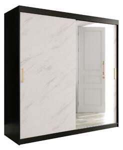 MARMUL Garderob med Spegel 200 cm Marmormönster Svart/Vit/G -