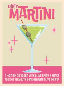 Illustration Dirty Martini Cocktail, WallChart Art Studio