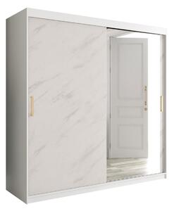 MARMUL Garderob med Spegel 200 cm Marmormönster Vit/Guld -