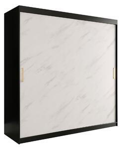 MARMUL Garderob 200 cm Marmormönster Svart/Vit/Guld -