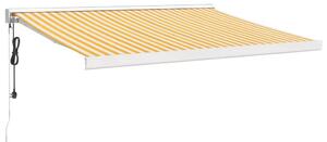Markis infällbar gul och vit 3x2,5 m tyg&aluminium