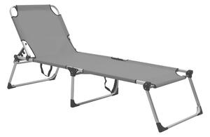 Extra hög solstol för seniorer hopfällbar grå aluminium - Grå
