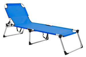 Extra hög solstol för seniorer hopfällbar blå aluminium - Blå