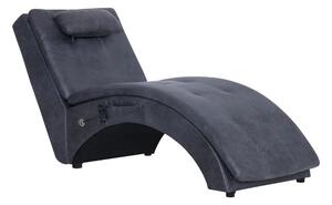 Massageschäslong med kudde grå konstmocka - Grå