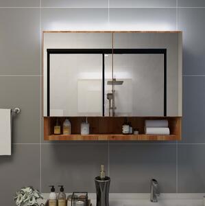 LED-Spegelskåp för badrum ek 80x15x60 cm MDF - Brun