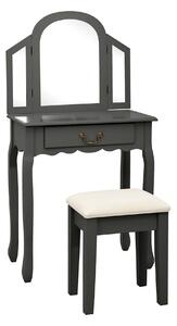 Sminkbord med pall grå 65x36x128 cm kejsarträ MDF - Grå