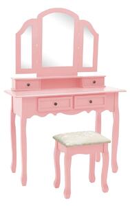 Sminkbord med pall rosa 100x40x146 cm kejsarträ - Rosa