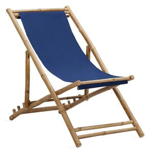 Solstol bambu och kanvas marinblå - Blå
