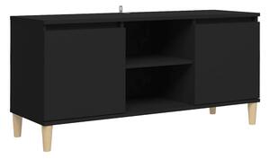 TV-bänk med massiva ben svart 103,5x35x50 cm - Svart