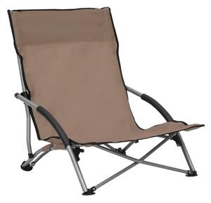 Hopfällbara strandstolar 2 st taupe tyg - Brun