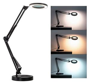 Brilagi - LED Dimbar bordslampa med ett förstoringsglas LED/12W/5V 3000/4200/6000K svart
