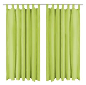 Gardiner i microsatin 2 st med öglor 140x225 cm grön - Grön