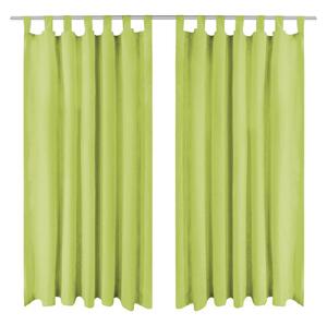 Gardiner i microsatin 2 st med öglor 140x175 cm grön - Grön