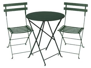 Fermob - Bistro matgrupp runt bord Ø57cm & 2 metall stolar cedar green - Matgrupper utomhus