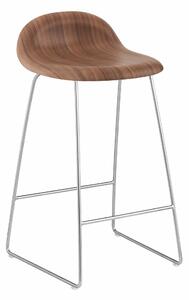 Gubi - 3D Counter Stool, Unupholstered, Chrome Sledge Base, Top - Walnut - Barstolar - Träfärgad - Metall/Trä