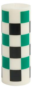 HAY - Column Candle Medium Off-White, Green And Black Check - Ljus - Flerfärgad