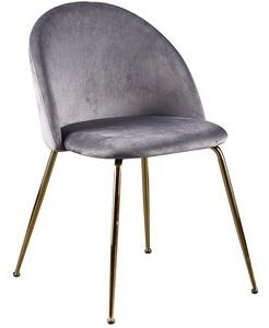 4 st Art velvet stol - Ljusgrå / Mässing