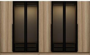 Cikani garderob med spegeldörrar, 315x52x210 cm - Ek - Garderober