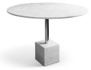 Friends & Founders - Knockout Dining Table Square Base, White Marble - Chrome Stem - Matbord - Ida Linea Hildebrand - Vit - Metall/Sten