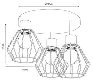 Taklampa PARKLA 3xE27/15W/230V svart