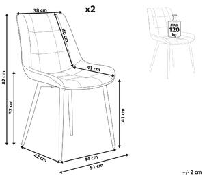 Matstol 2 st Beige konstläder Svarta järnben Moderna stoppade stolar Beliani