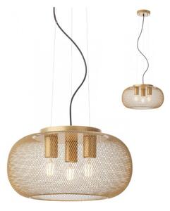 Redo 01-3140 - Ljuskrona med textilsladd CROKET 3xE27/42W/230V diameter 40 cm guld