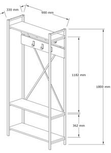 Vägg hatthylla ALFA 180x90 cm vit/svart