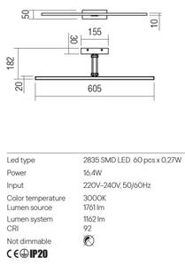 Redo 01-3462 - LED tavelbelysning LINEAR LED/8W/230V 60,5 cm CRI 92 vit