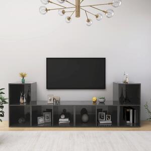 TV-skåp 4 st grå högglans 72x35x36,5 cm konstruerat trä