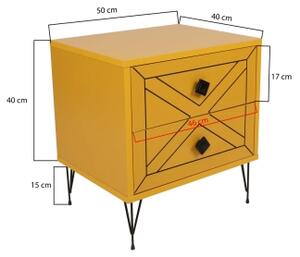 Sängbord LUNA 55x50 cm gul