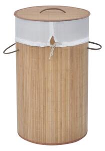 Tvättkorg i bambu rund naturfärg - Brun