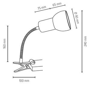 Spot-Light 2224174WF - lampa med klämma SVENDA 1xE27/60W/230V